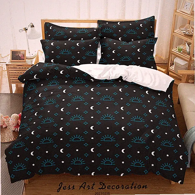 3D Cartoon Moon Sun Star Pattern Quilt Cover Set Bedding Sets Pillowcases 64