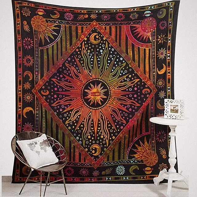 Burning Sun and Moon Bedspread 84x90 Bohemian