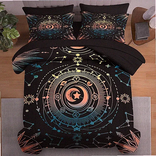 Comforter Set Queen Size, Astrology Stars Moon 7 Pcs Bedding for and Adults,...