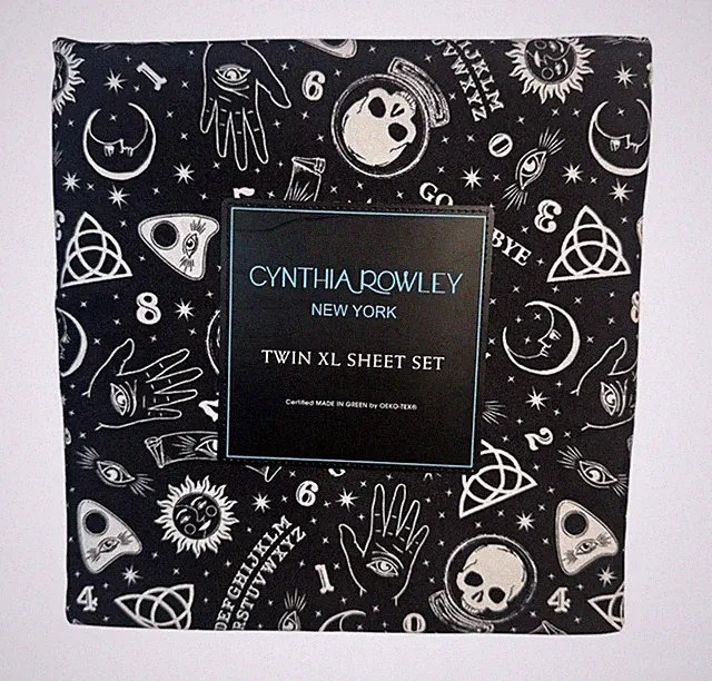Cynthia Rowley Twin XL Sheet Set Sun Stars Moon Skull Halloween READ