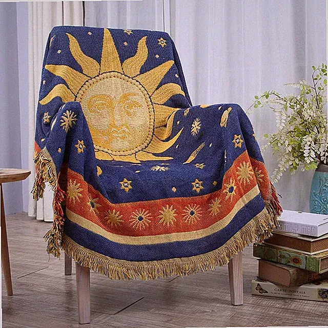 Erke Moon and Sun Throw Blanket Celestial Chair Recliner Cover Bed Spread Hippie