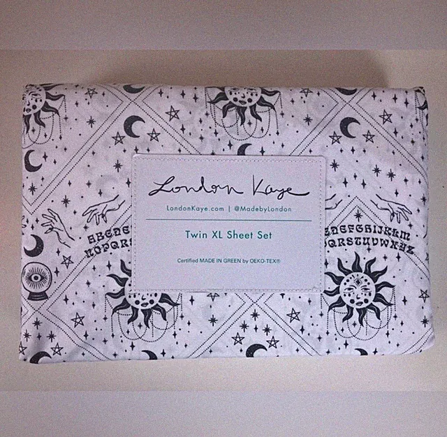 London Kaye Sheets Twin XL Sun Moon Stars Oujia Occult Lunar Halloween