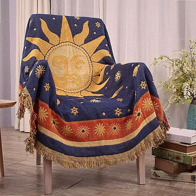 Moon and Sun Throw Blanket Celestial Chair Recliner Cover Bed Spread Hip...