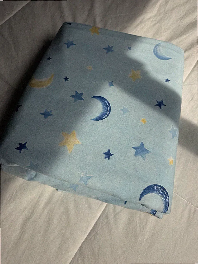 POTTERY BARN KIDS SUN MOON STARS CELESTIAL YELLOW BLUE WHITE TWIN DUVET 68X80