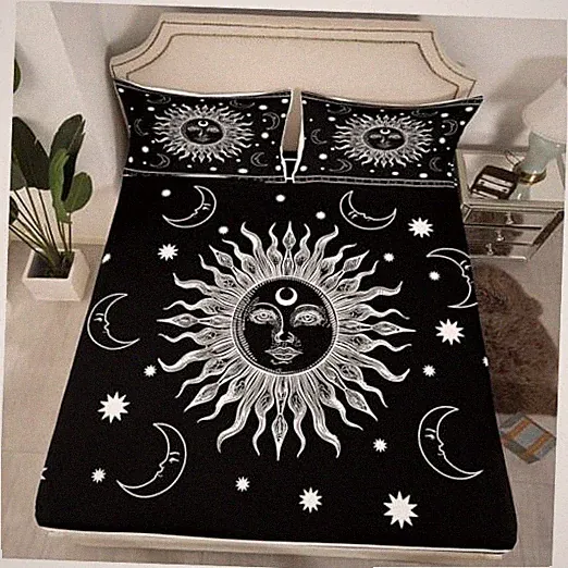 Sun and Moon Fitted Sheet Boho Exotic Bedding Set for Kids Boys Twin Multi 109