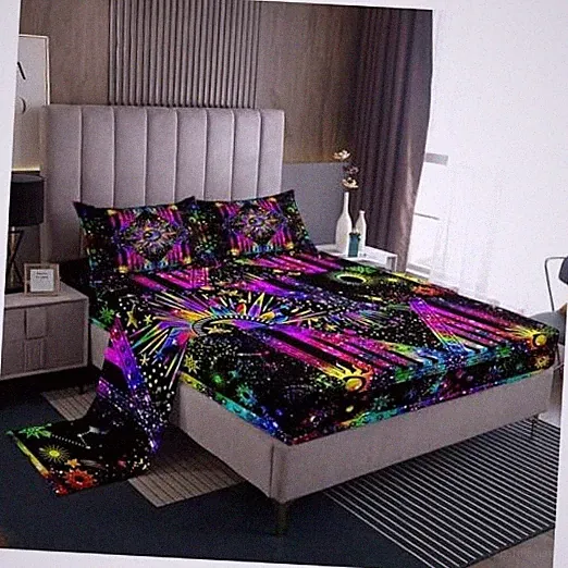 Sun and Moon Sheet Set, Rainbow Tie Dye Bed Sheets Psychedelic Queen Color 31