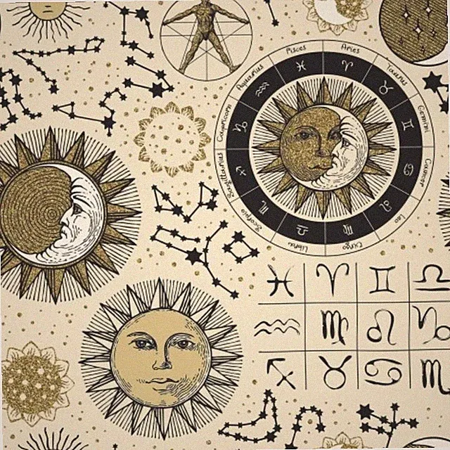 "The Sun The Moon & The Stars" Celestial, Zodiac Fabric-Cotton•BTY• Fast Ship!