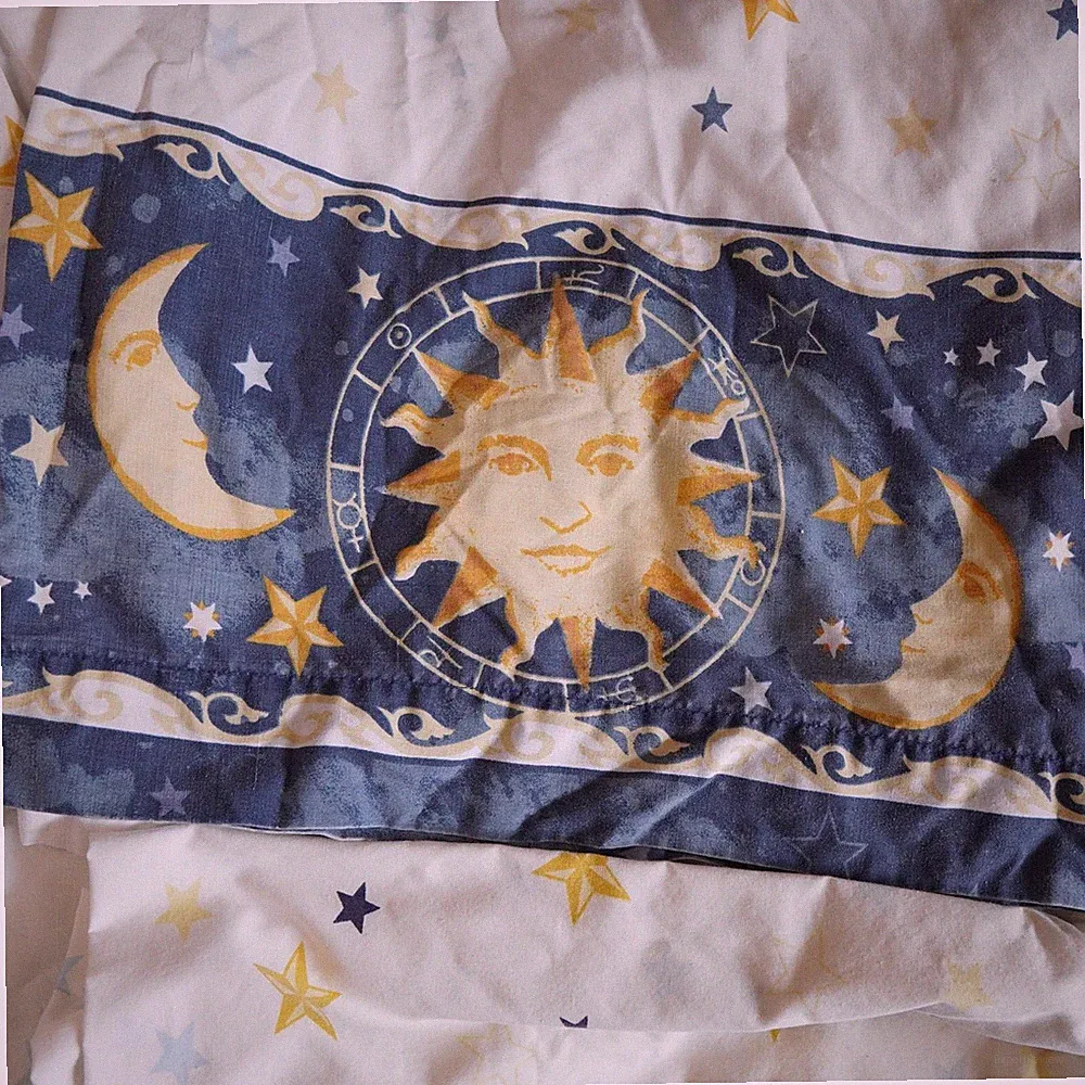Vintage 90's Celestial Whimisgoth Full Bed Sheet Set Sun Moon Stars Zodiac
