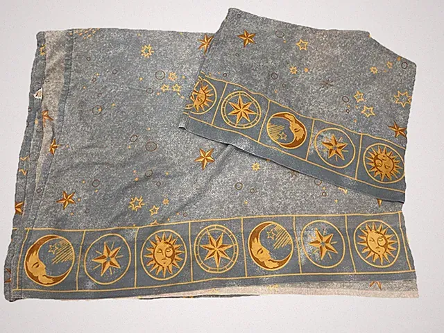 Vintage 90s Y2K Celestial Sun Moon Bed Sheet Set Flat Pillowcase Whimsigoth Twin