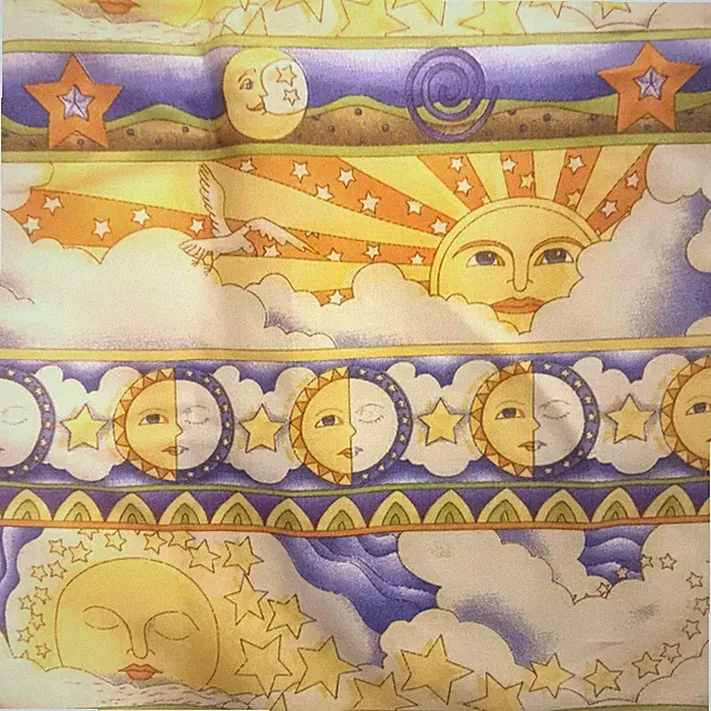 Vintage Debbie Mumm Celestial Cotton Stripe Fabric Moon Sun Stars 44 x 5 yds