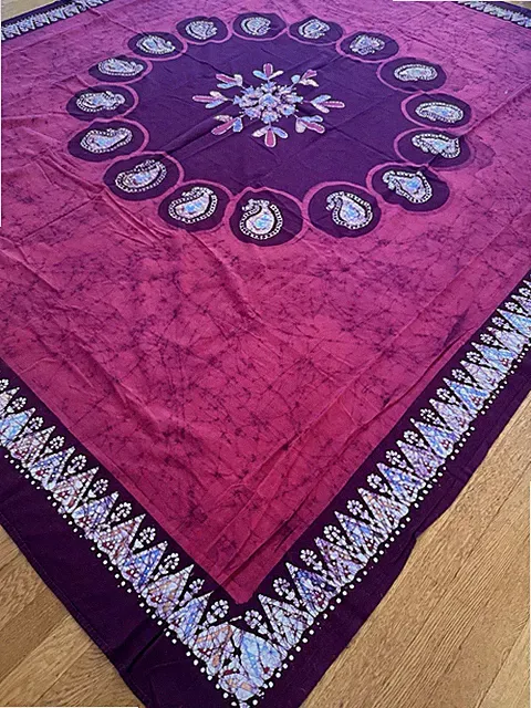 Vintage Homespun Celestial Sun Moon Stars Woven Tapestry Bedspread 100 X 86