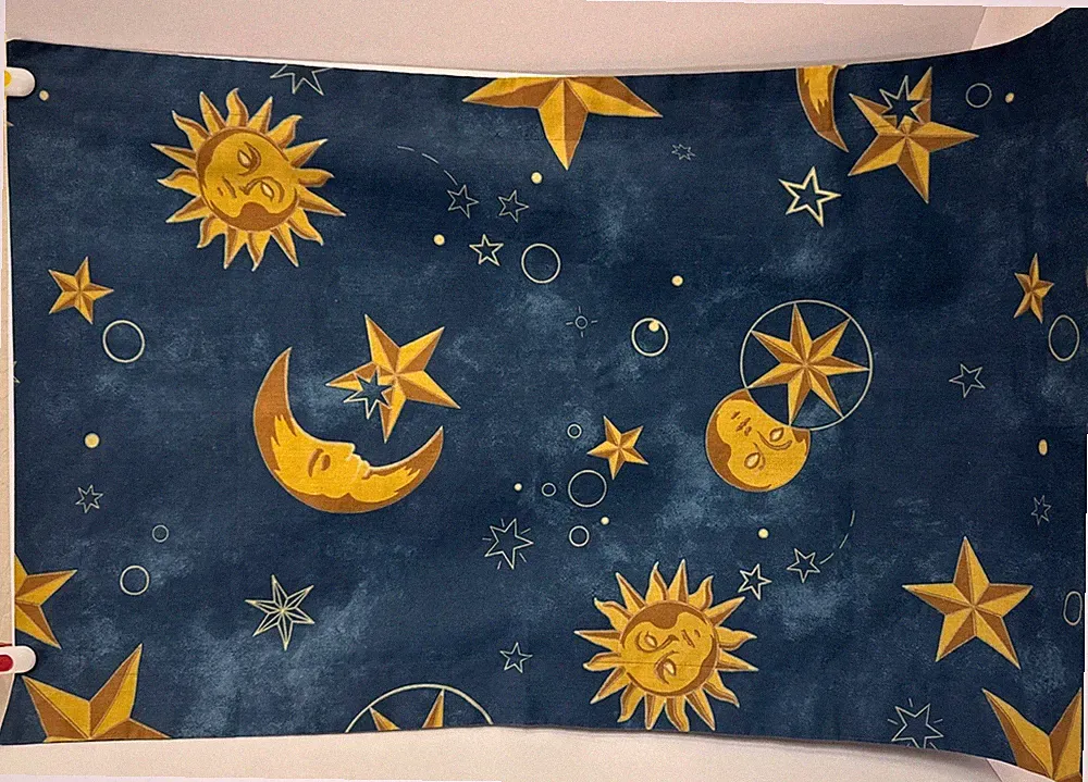 Vintage Springs Celestial Sun Moon Stars Blue Gold King Pillowcase 90s Y2K