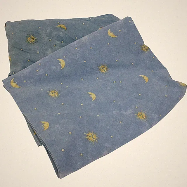 Vintage Springs Celestial Sun Moon Stars Twin Flat & Fitted Sheets Blue Gold 90s