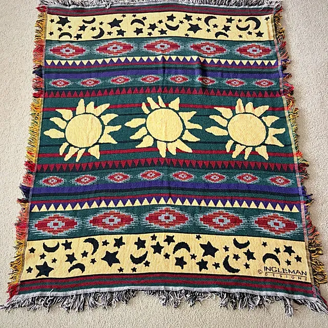 Vtg Southwestern Celestial Sun Moon Star Tapestry Throw Blanket Ingleman Designs
